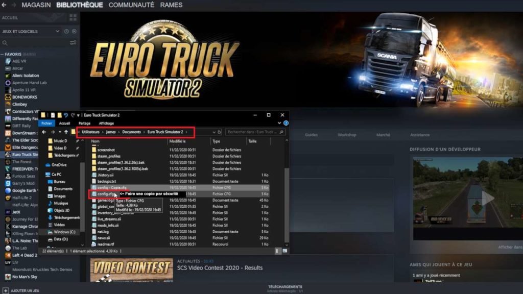 Euro truck simulator 2 config cfg настроить