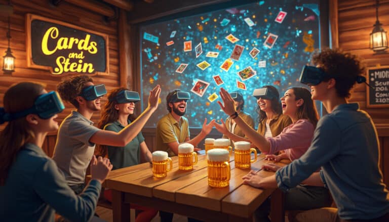 découvrez la nouvelle extension captivante du jeu social vr gratuit 'cartes et chope', disponible ce mois-ci ! plongez dans des parties palpitantes avec de nouveaux contenus et défis. rejoignez vos amis dans un univers immersif où amusement et convivialité sont au rendez-vous.