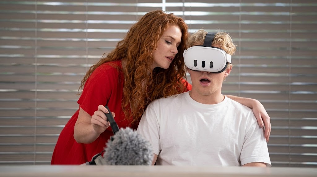 Un jeune homme en train de regarder du porno VR 