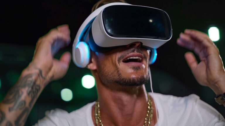 Un homme en casque VR