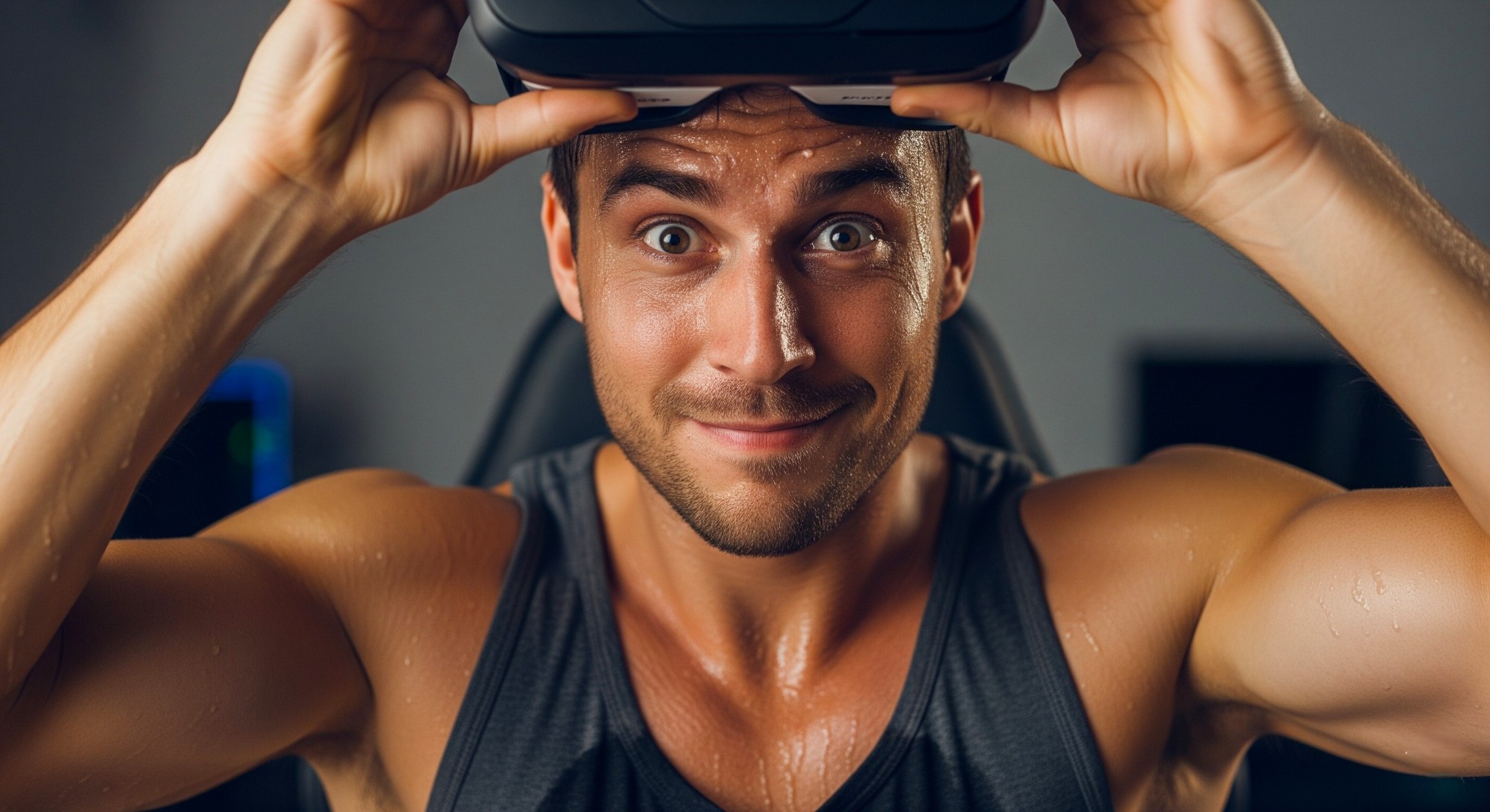 un homme transpirant après les 5 expériences VR