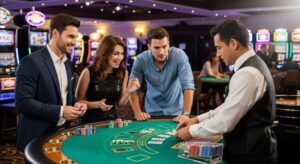 un groupe d'amis dans un casino