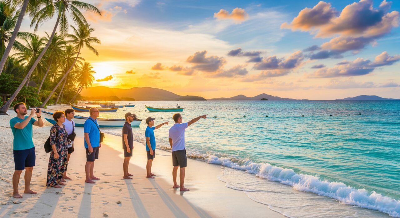 touriste sur une plage paradisiaque