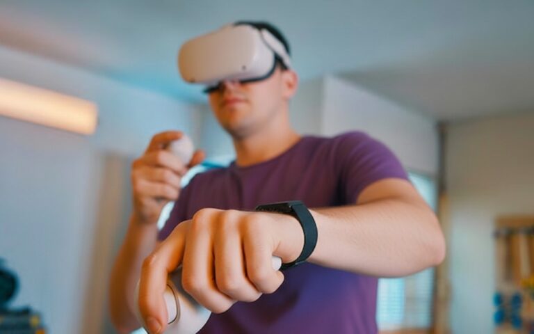 Homme en casque Quest