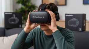 Profitez des meilleures offres Black Friday sur le Meta Quest 3, le casque de réalité virtuelle idéal pour une immersion totale.