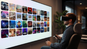 Un homme devant son écran regardant Horizon Plus de Meta