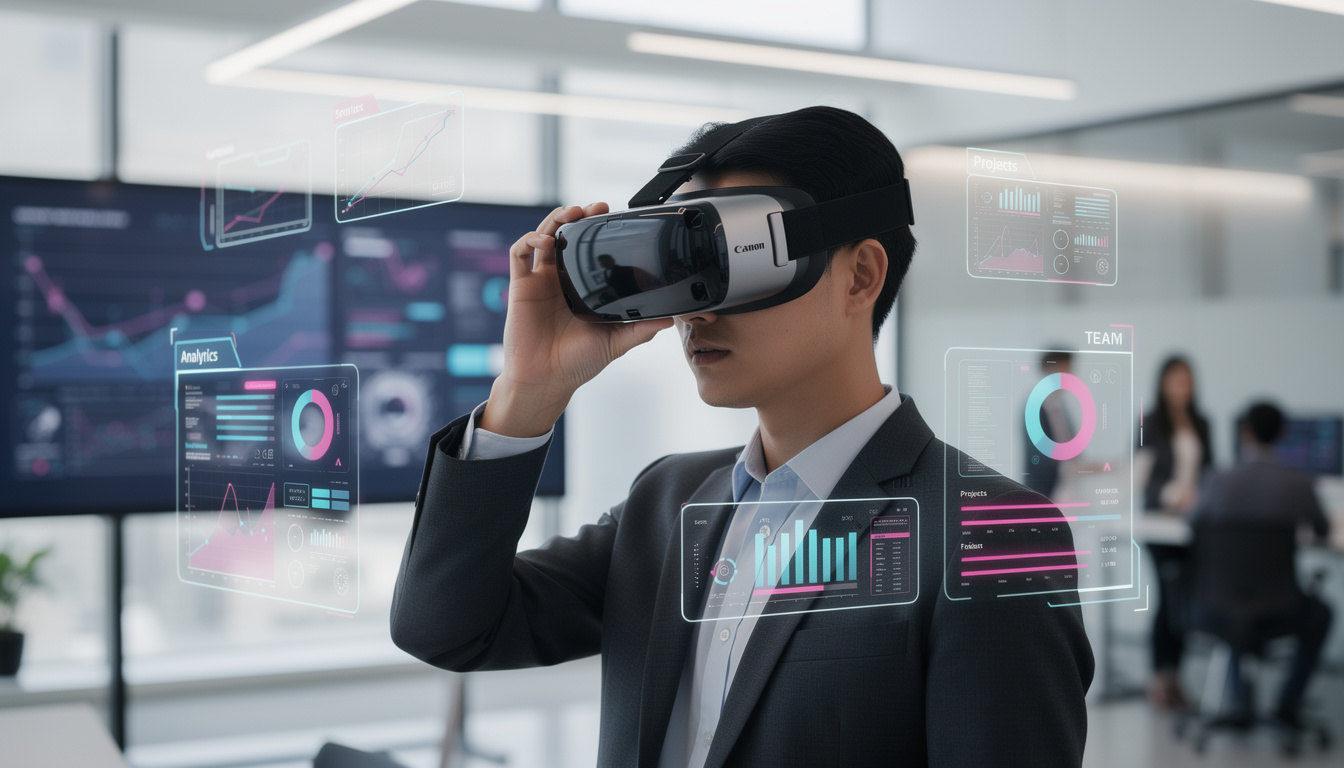 canon présente un prototype révolutionnaire d'appareil mr portable, intégrant un guide d'ondes en verre innovant et un logiciel de collaboration avancé, pour une expérience immersive et connectée.