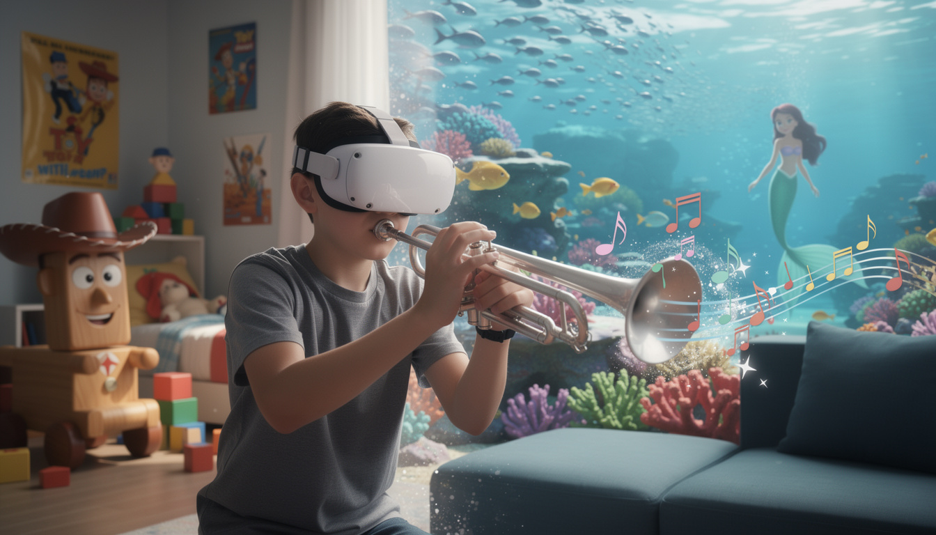 découvrez le pack de chansons disney dans trombone champ en réalité virtuelle dès juillet, avec des univers enchanteurs de toy story et la petite sirène pour une expérience musicale immersive.