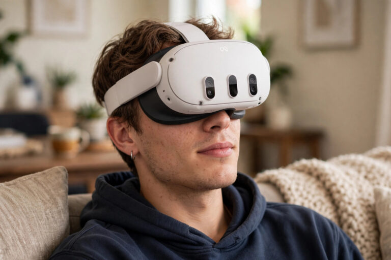Jeune homme qui porte un Meta Quest 3