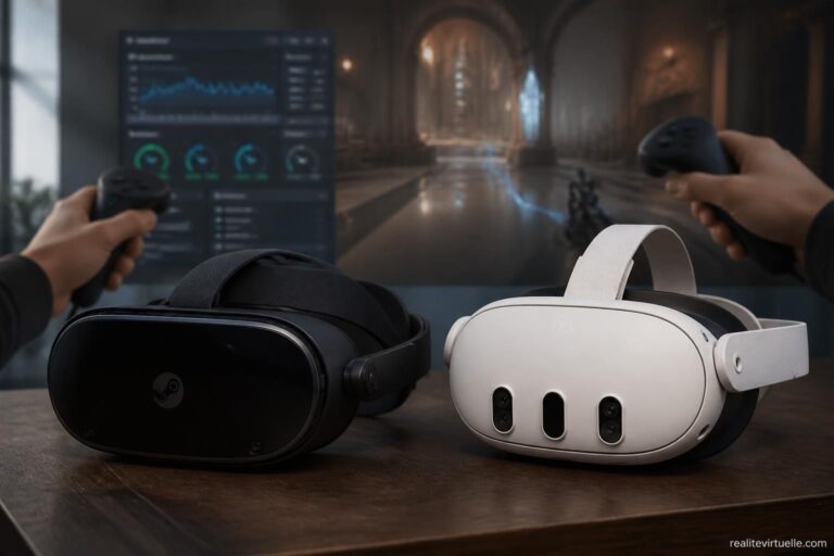 découvrez une comparaison détaillée entre steam frame et quest 3, analysant leurs performances pc, leur puissance et leurs options de personnalisation pour choisir le casque vr idéal.