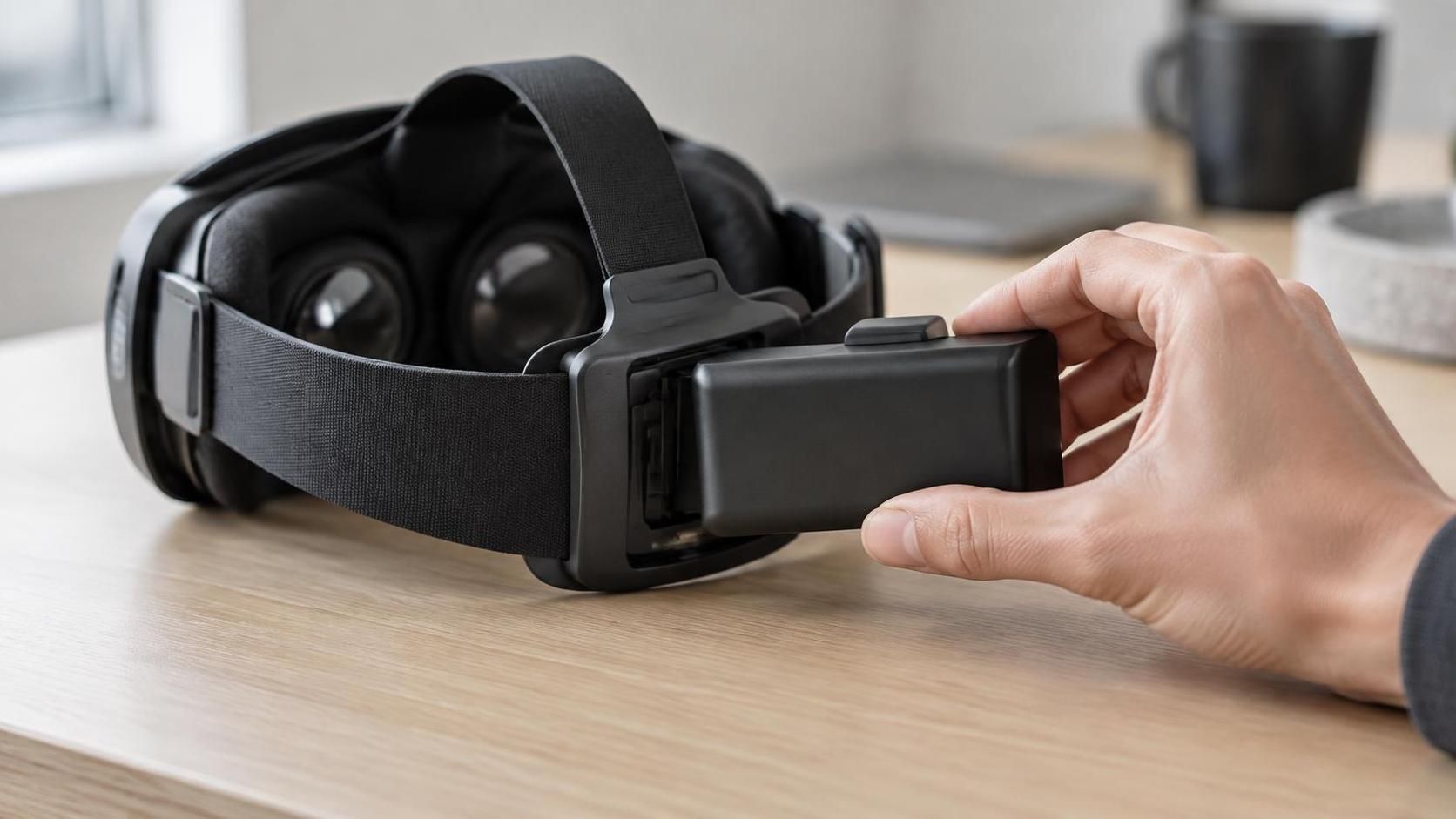valve prépare pour le steam frame une sangle audio haut de gamme dotée d’une batterie remplaçable à chaud, pour prolonger l’expérience sans interruption.